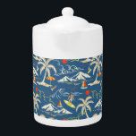 Retro Surf Tropical Pattern Teapot<br><div class="desc">Retro surf tropical themed pattern.</div>
