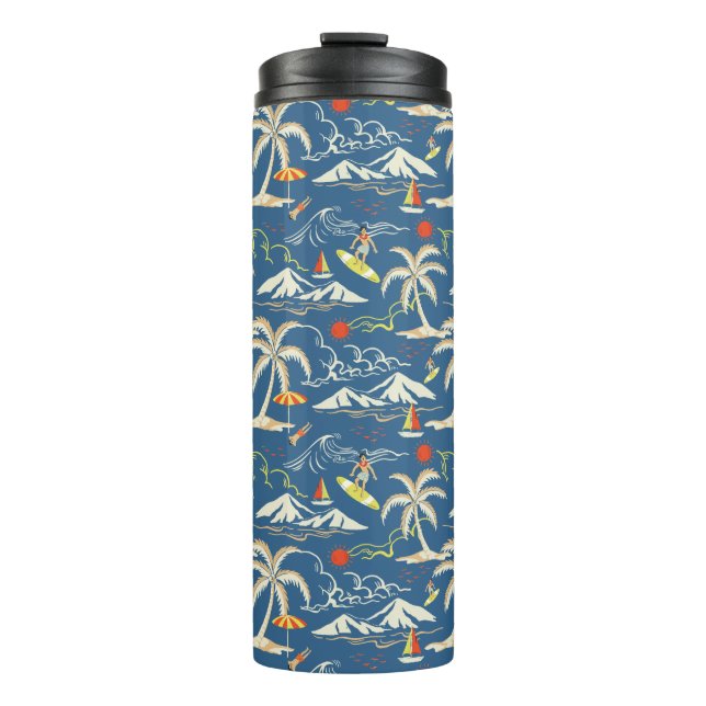 Retro Surf Tropical Pattern Thermal Tumbler (Front)