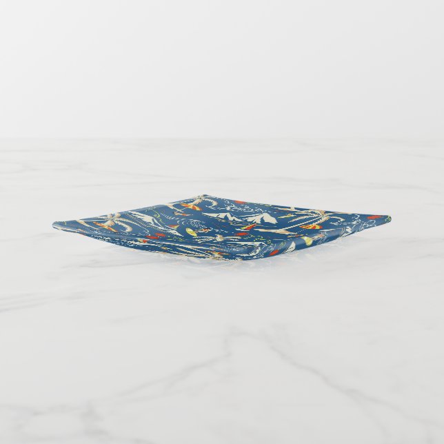 Retro Surf Tropical Pattern Trinket Tray (Angled)