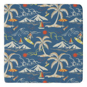 Retro Surf Tropical Pattern Trivet