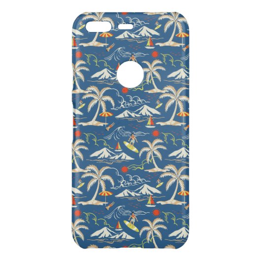 Retro Surf Tropical Pattern Uncommon Google Pixel Case (Back)