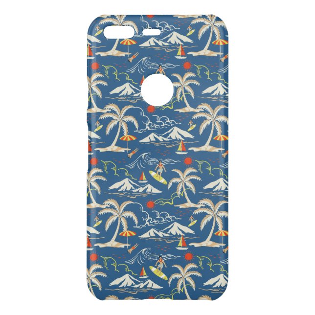 Retro Surf Tropical Pattern Uncommon Google Pixel Case (Back)