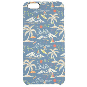 Retro Surf Tropical Pattern Clear iPhone 6 Plus Case