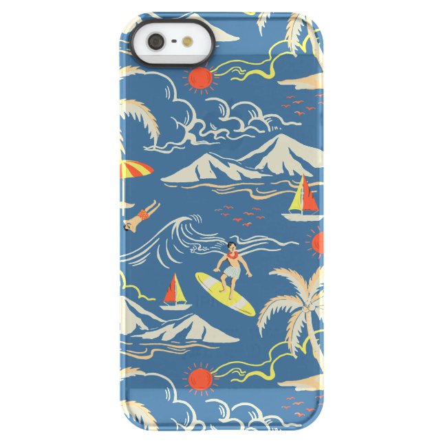 Retro Surf Tropical Pattern Uncommon iPhone Case (Back)