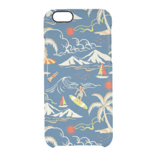 Retro Surf Tropical Pattern Clear iPhone 6/6S Case