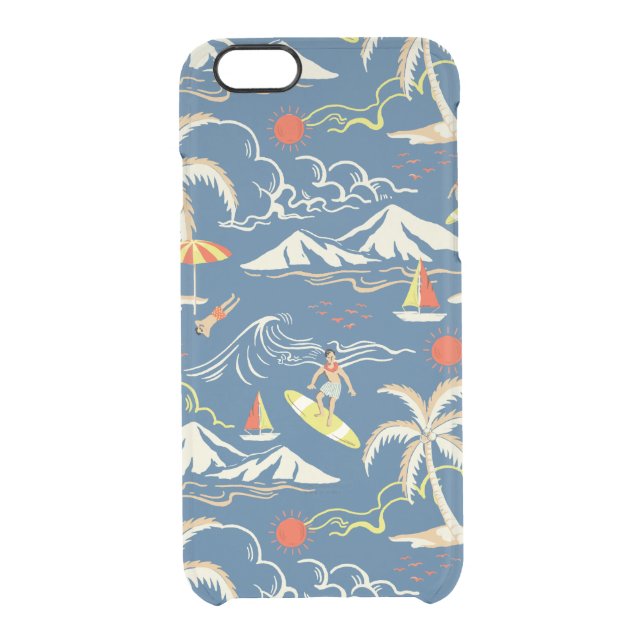 Retro Surf Tropical Pattern Uncommon iPhone Case (Back)