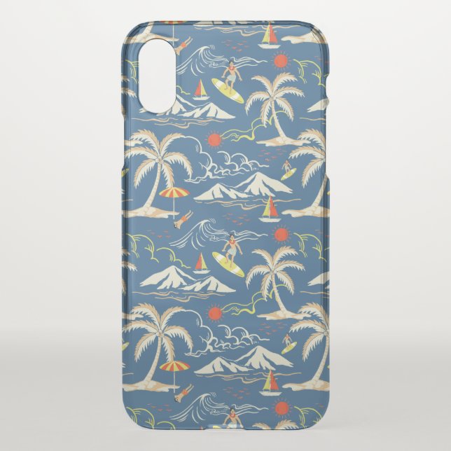 Retro Surf Tropical Pattern Uncommon iPhone Case (Back)