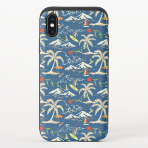 Retro Surf Tropical Pattern iPhone X Slider Case