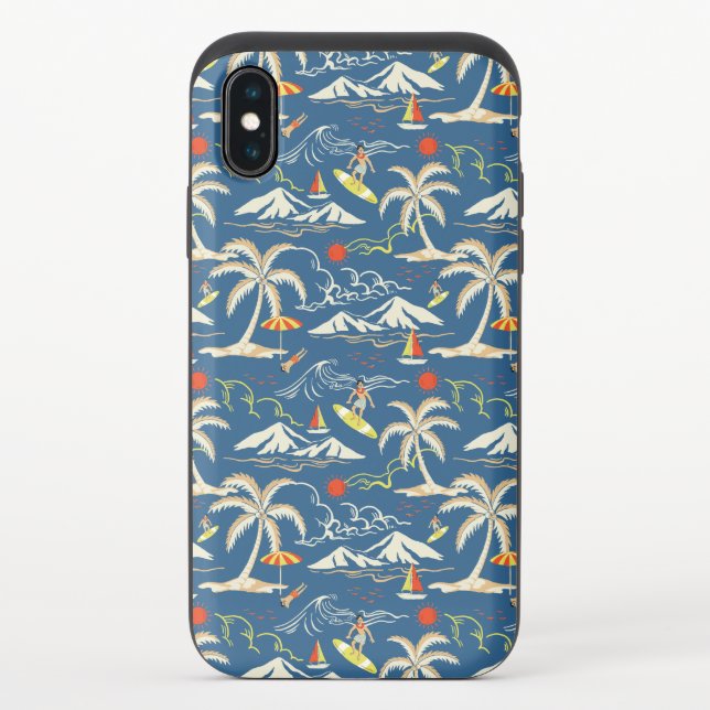 Retro Surf Tropical Pattern Uncommon iPhone Case (Back)