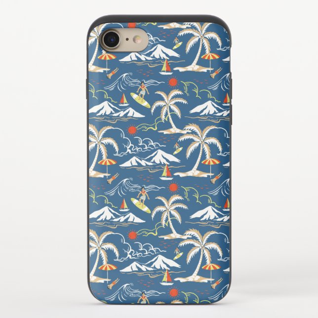 Retro Surf Tropical Pattern Uncommon iPhone Case (Back)