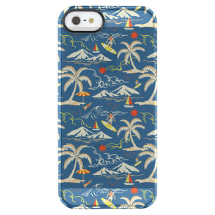 Retro Surf Tropical Pattern Clear iPhone SE/5/5s Case
