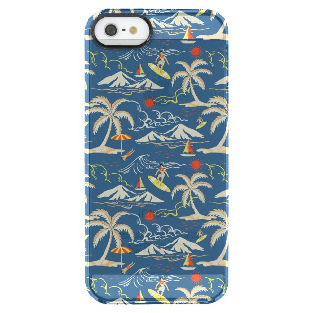Retro Surf Tropical Pattern Uncommon iPhone Case (Back)