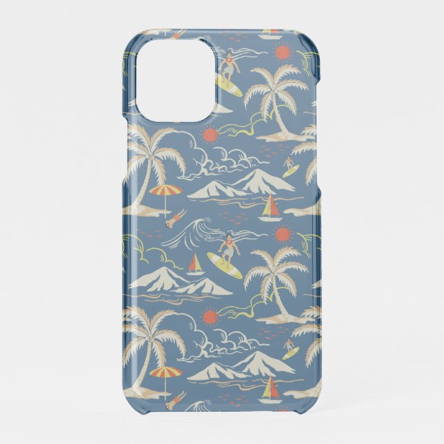 Retro Surf Tropical Pattern Uncommon iPhone Case (Back)