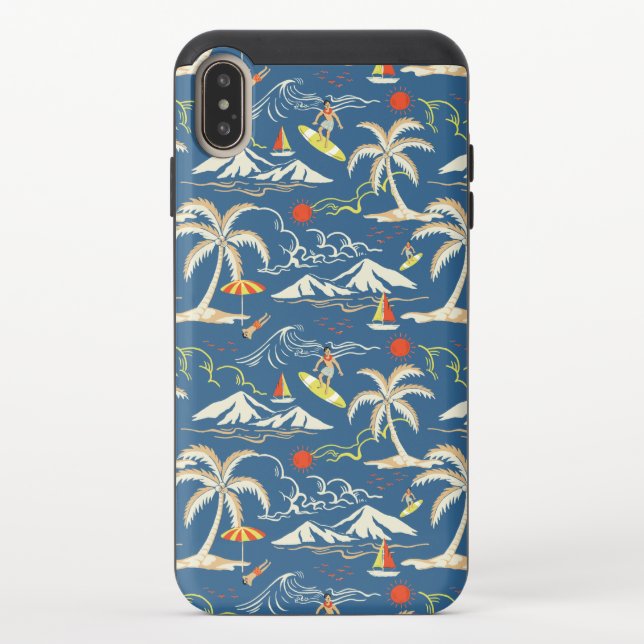 Retro Surf Tropical Pattern Uncommon iPhone Case (Back)