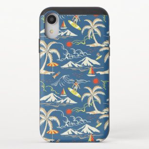 Retro Surf Tropical Pattern iPhone XR Slider Case