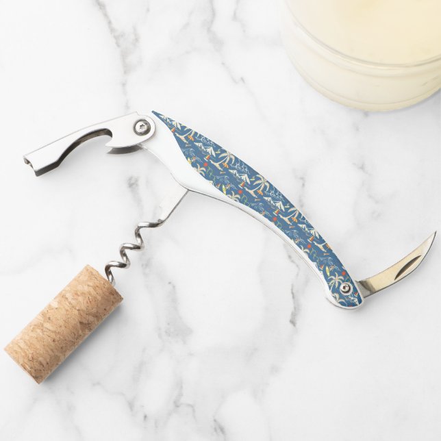 Retro Surf Tropical Pattern Waiter's Corkscrew (Front)