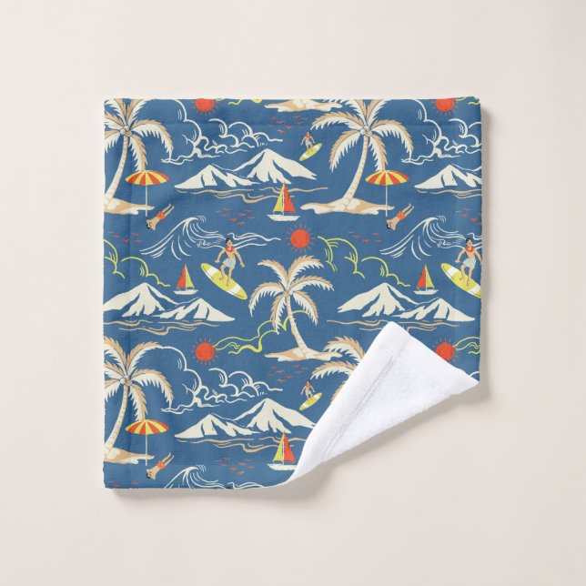 Retro Surf Tropical Pattern Wash Cloth (Wash Cloth)