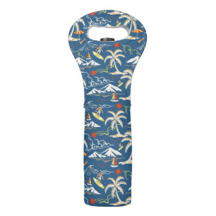 Retro Surf Tropical Pattern Wine Bag