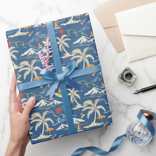 Retro Surf Tropical Pattern Wrapping Paper (Gifting)