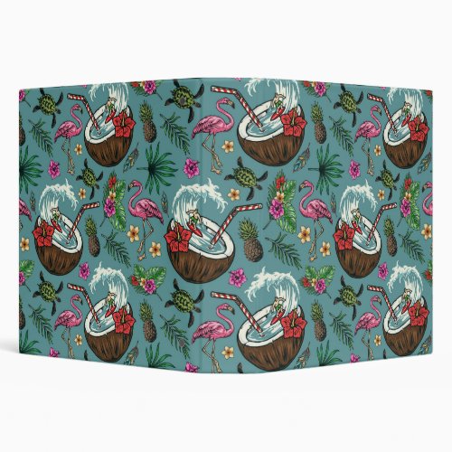 Retro surf tropical themed pattern 3 ring binder