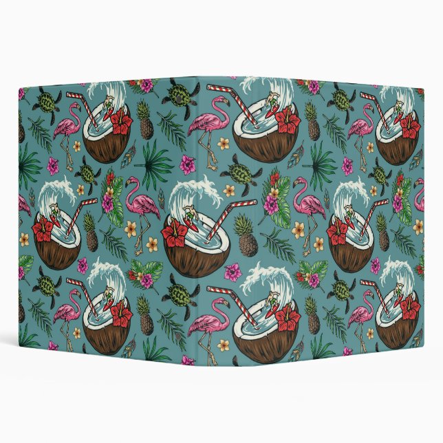 Retro surf tropical themed pattern 3 ring binder (Background)