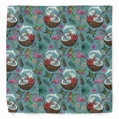 Retro surf tropical themed pattern bandana