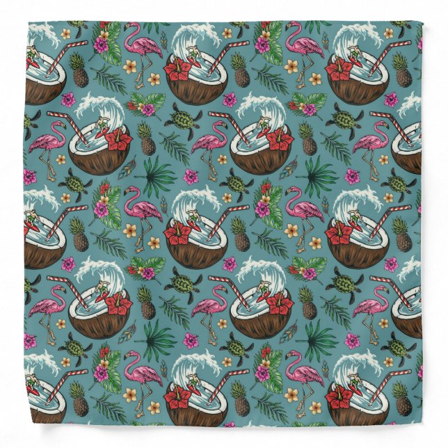 Retro surf tropical themed pattern bandana (Front)