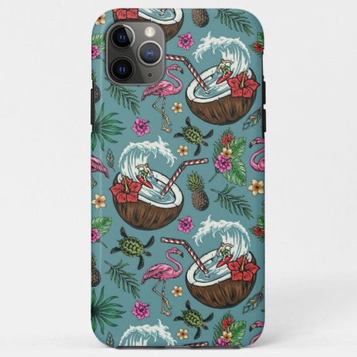 Retro surf tropical themed pattern iPhone 11 pro max case