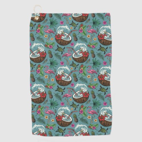 Retro surf tropical themed pattern golf towel