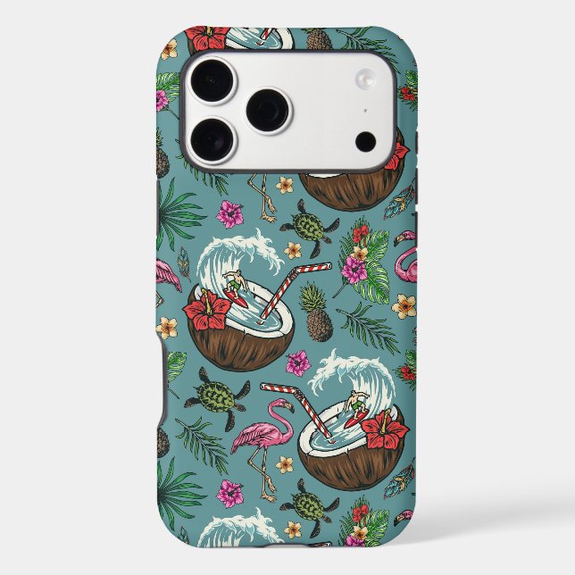 Retro surf tropical themed pattern iphone case (Back)