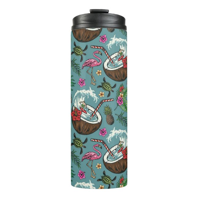 Retro surf tropical themed pattern thermal tumbler (Front)