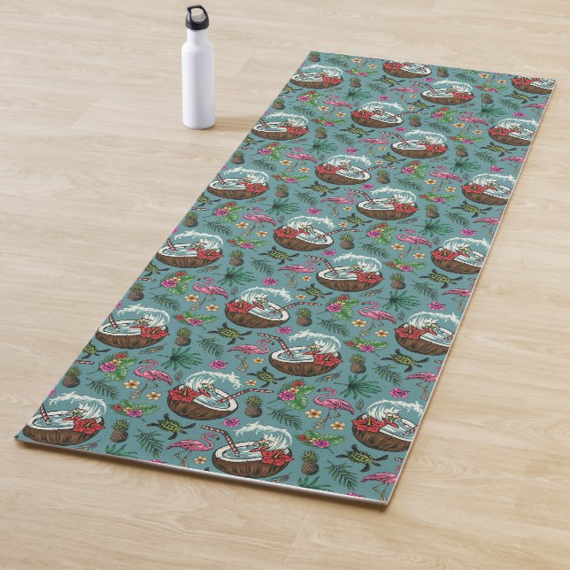 Retro surf tropical themed pattern yoga mat (In Situ)