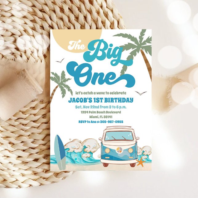 Retro Surf Van Beach Birthday Invitation (Creator Uploaded)