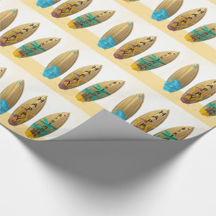 Retro surfboard trio summer beach Birthday Wrapping Paper