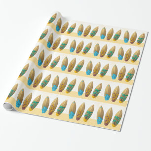 Retro surfboard trio summer beach wrapping paper