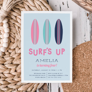 Retro Surfboards Birthday Party Invitation