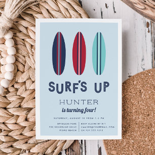 Retro Surfboards Birthday Party Invitation