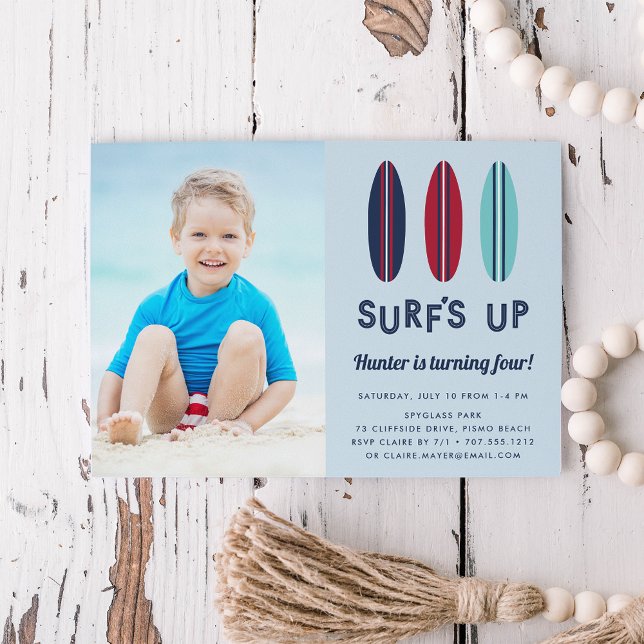 Retro Surfboards | Photo Birthday Party Invitation (Creator Uploaded)