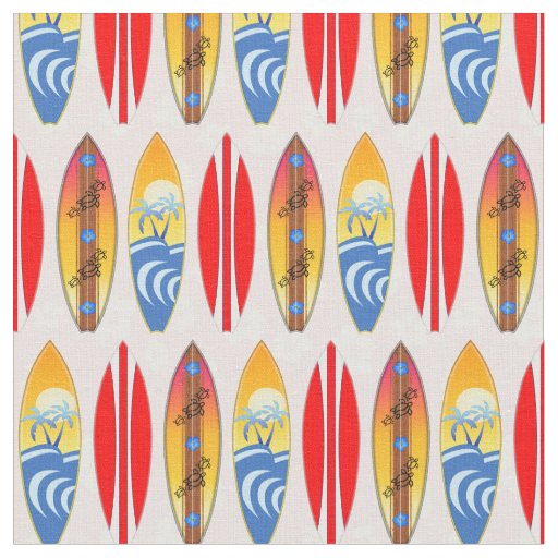 Retro Surfboards Pink Hibiscus Fabric