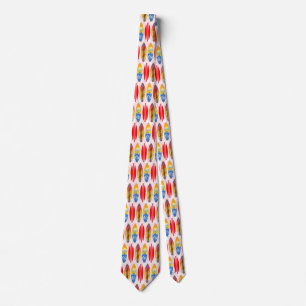Retro Surfboards Pink Hibiscus Neck Tie