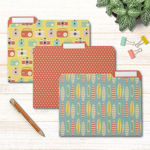 Retro Surfboards Radios and Dots File Folder