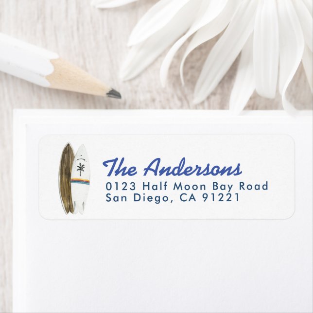 Retro Surfboards Return Address Label (Insitu)
