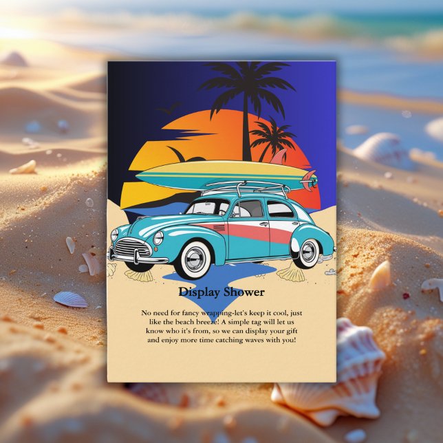 Retro Surfer Car Baby Shower Enclosure Card (Creator Uploaded)