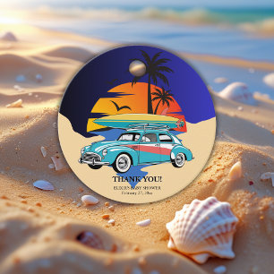 Retro Surfer Car Baby Shower Favor Tags