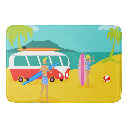 Retro Surfer Couple Bath Mat | Zazzle.com