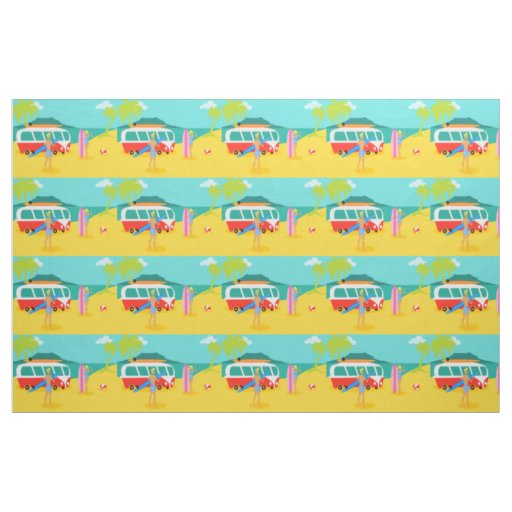Retro Surfer Couple Fabric