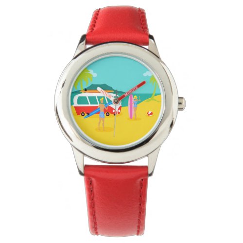 Retro Surfer Couple Kids Watch