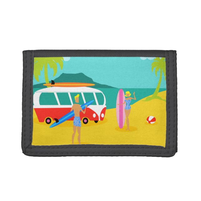 Retro Surfer Couple Nylon Wallet (Front)
