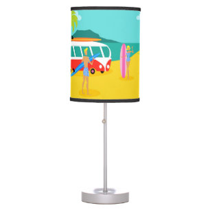 Retro Surfer Couple Table Lamp