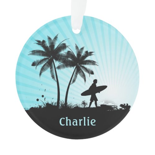 Retro Surfer custom name ornament
